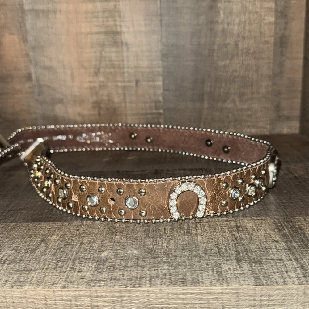 NOCONA ‎ Rhinestone Studded Belt-size 22